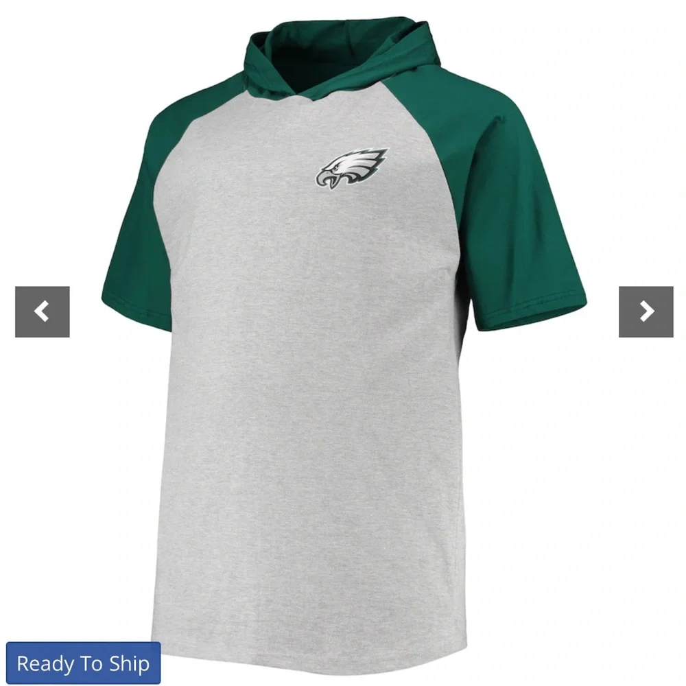 Philadelphia Eagles Big & Tall Raglan Short Sleeve Pullover Hoodie - Picture 1 of 3